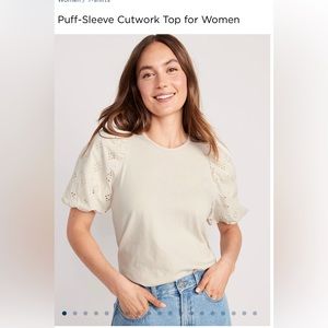 Old navy puff sleeve cutwork top.  NWT
